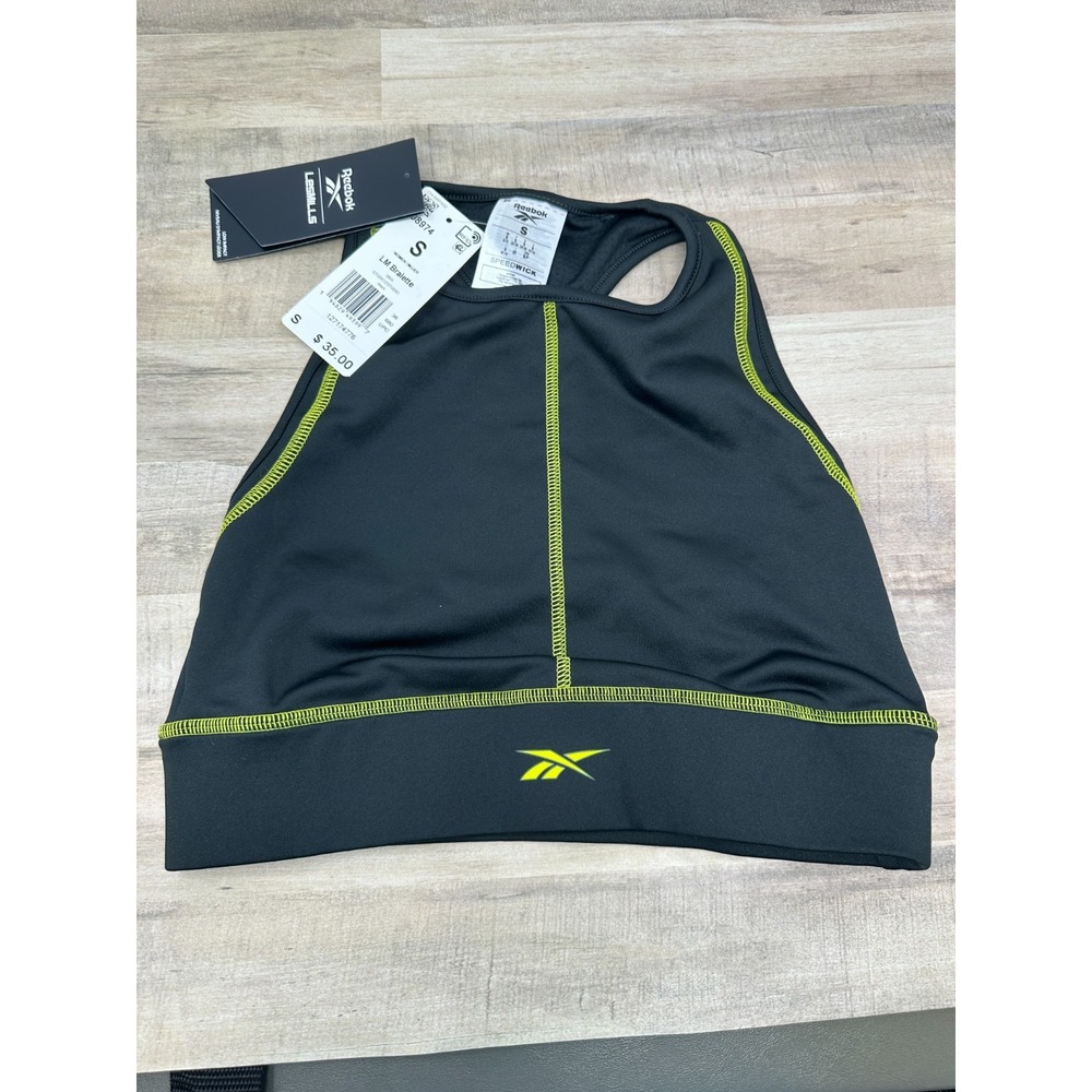 NWT Women's Reebok Les Mills Sports Bralette‎ Small Black Speed Wick High Neck